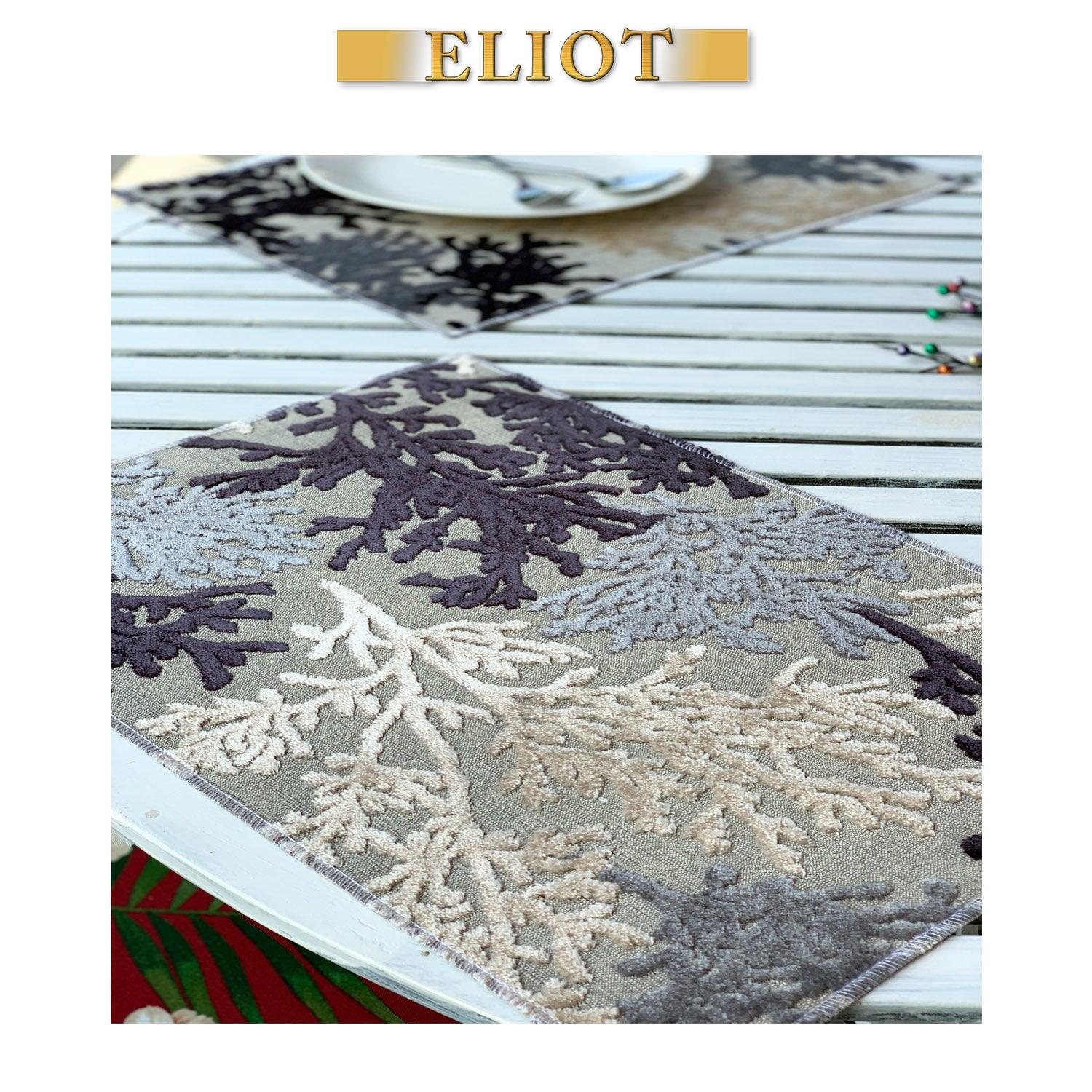 Reef - Pack of 4 Beautiful Cut Velvet One-Side Placemats - Color: SharkSkin