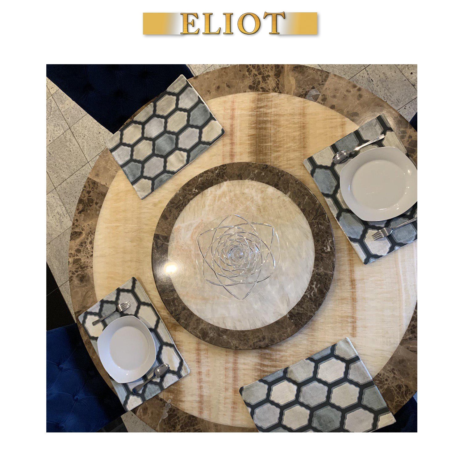 Seymour - Pack of 4 Beautiful Cut Velvet Placemats - Color: Carrara