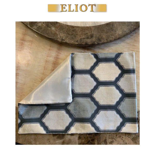Seymour - Pack of 4 Beautiful Cut Velvet Placemats - Color: Carrara