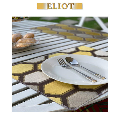 Seymour - Pack of 4 Beautiful Cut Velvet One-Side Placemats - Color:Curry