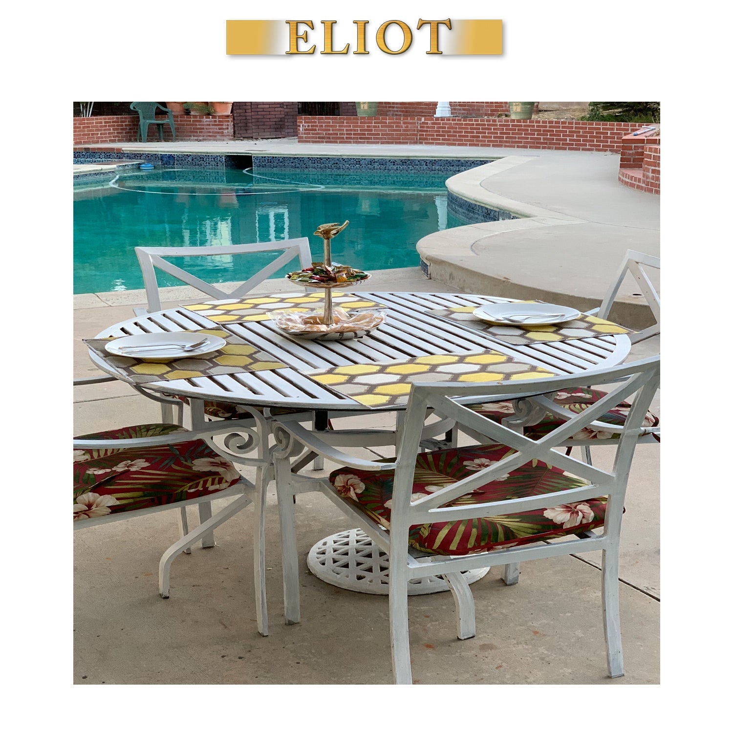 Seymour - Pack of 4 Beautiful Cut Velvet One-Side Placemats - Color:Curry