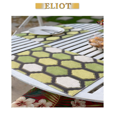 Seymour - Pack of 4 Beautiful Cut Velvet One-Side Placemats - Color: Grass