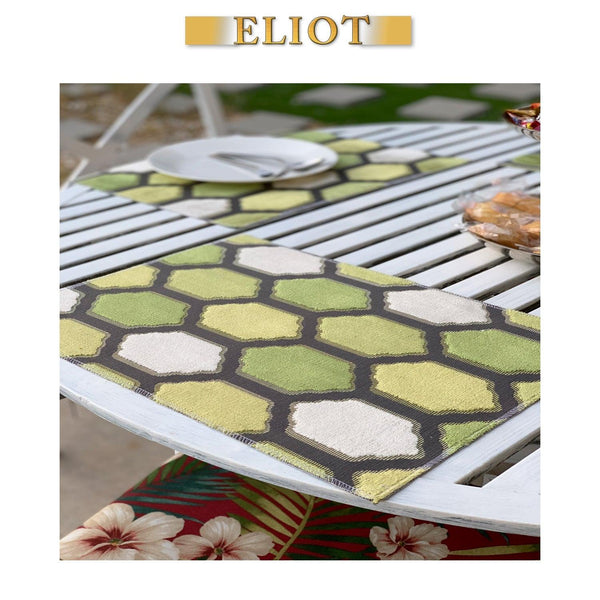 Seymour - Pack of 4 Beautiful Cut Velvet One-Side Placemats - Color: Grass