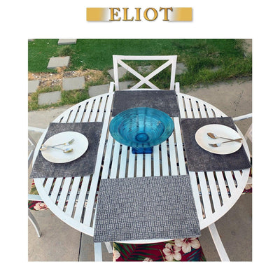 Jenga - Pack of 4 Beautiful Burnout Damask Velvet One-Side Placemats - Color: Steel