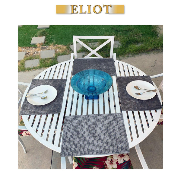 Jenga - Pack of 4 Beautiful Burnout Damask Velvet One-Side Placemats - Color: Steel