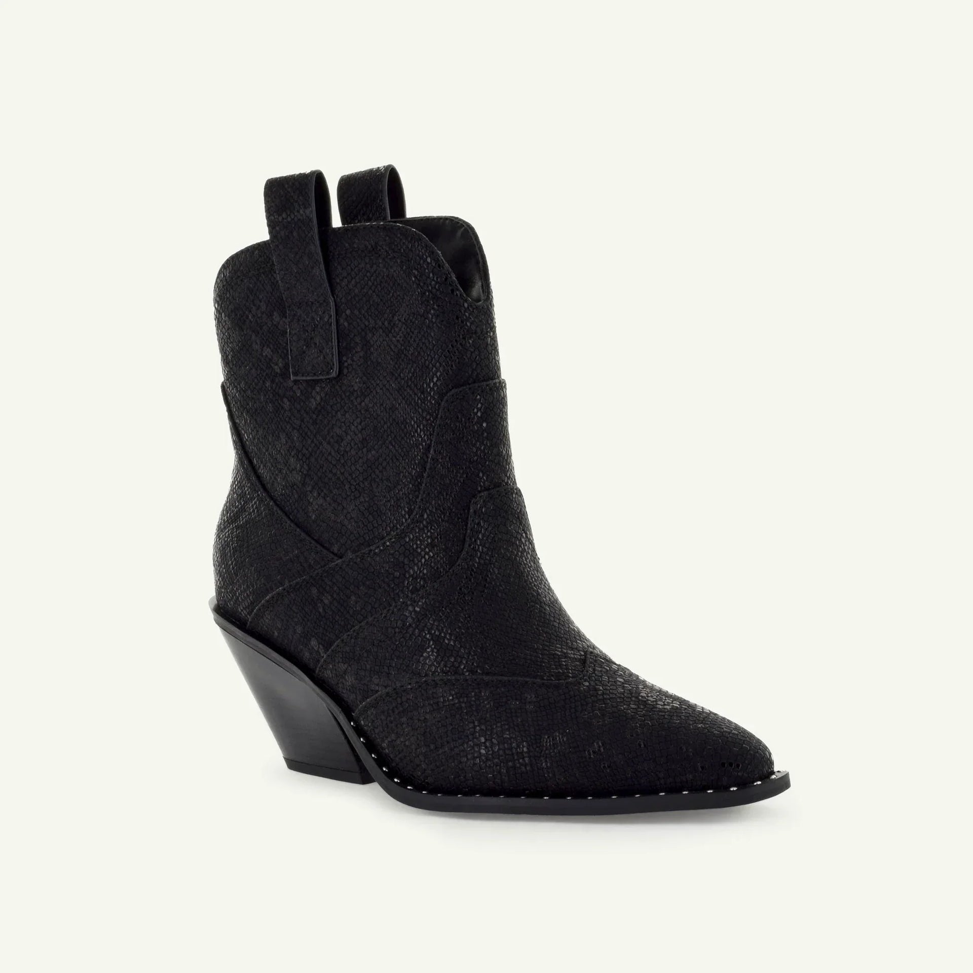 Isabel: Western Bootie - Black Snake
