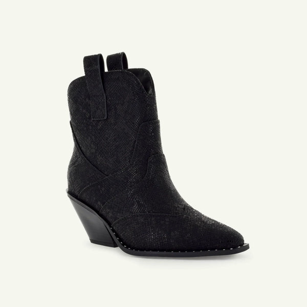 Isabel: Western Bootie - Black Snake