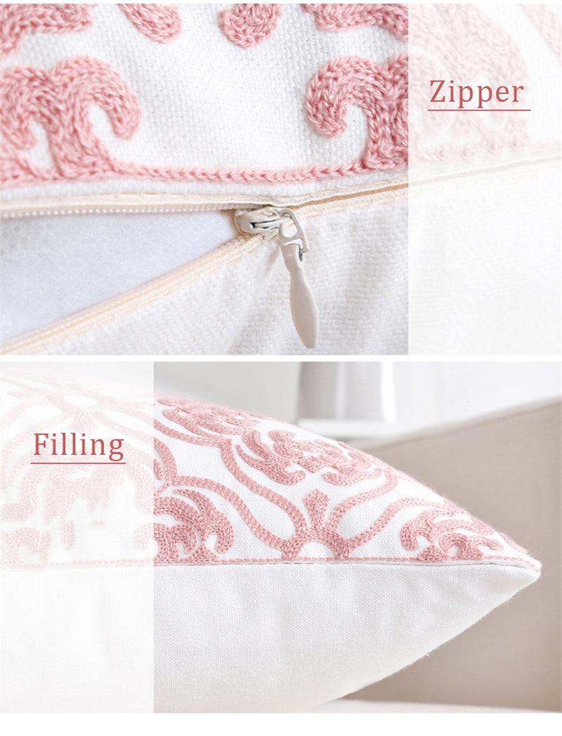 Embroidered Geometric Pillow Cover 100% Cotton Woolen Cushion Cover Modern Nordic Style Pink Blue Pillow Cover For Home Decor Embroidery Cushion Cover Decorative Throw Pillow Cover Geometric Invisible Pillow Cover for Living Room 45X45CM