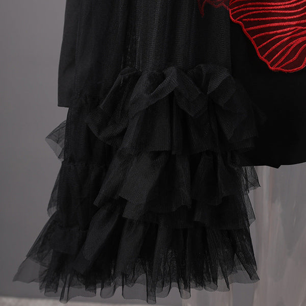 Embroidered goldfish patchwork irregular mesh suit loose jacket for women