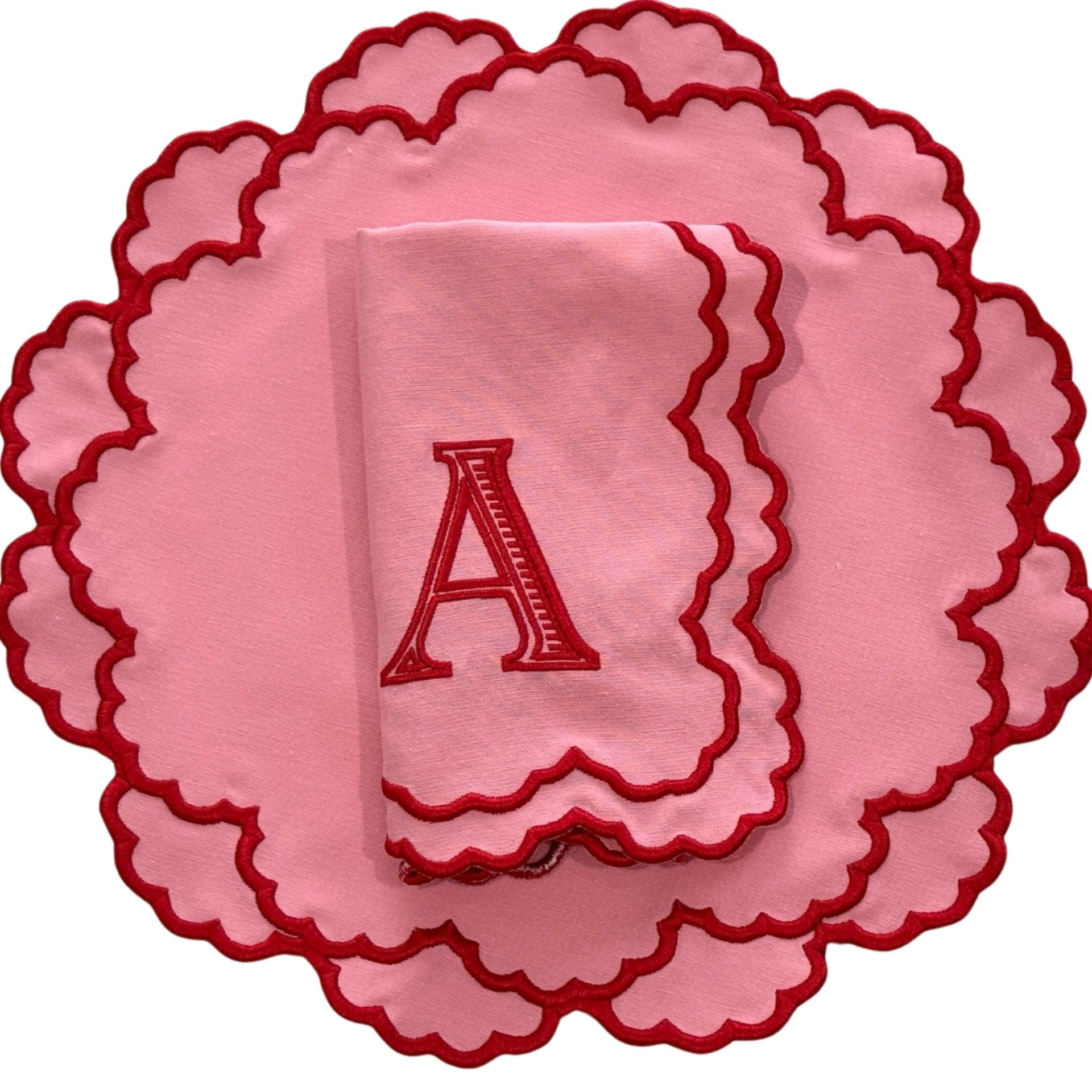 SPRING TABLE DECOR – CRESSIDA PINK ROUND FABRIC PLACEMAT & NAPKIN SET