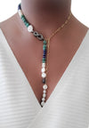 Emerald and Pearl Lariat Necklace