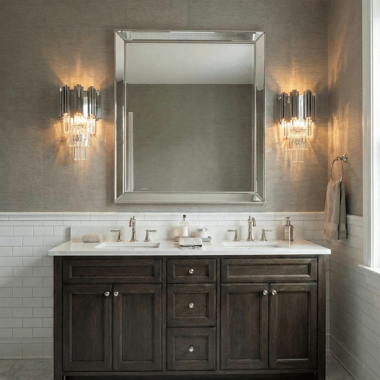 Art Deco Crystal Wall Sconce Gold Chrome – Empire Style E12 Dimmable Wall Light