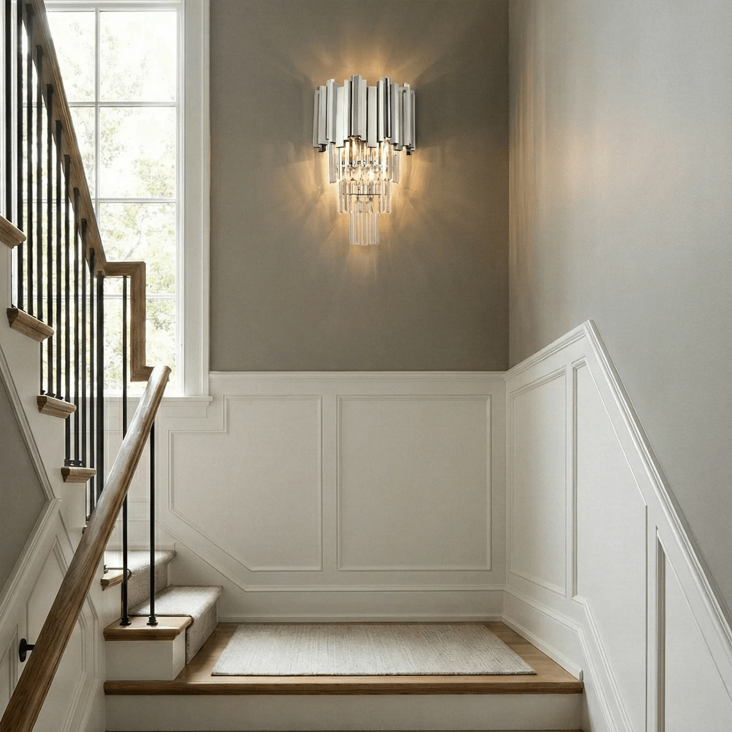 Art Deco Crystal Wall Sconce Gold Chrome – Empire Style E12 Dimmable Wall Light