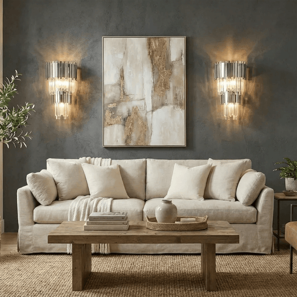 Art Deco Crystal Wall Sconce Gold Chrome – Empire Style E12 Dimmable Wall Light