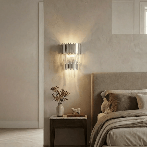 Art Deco Crystal Wall Sconce Gold Chrome – Empire Style E12 Dimmable Wall Light