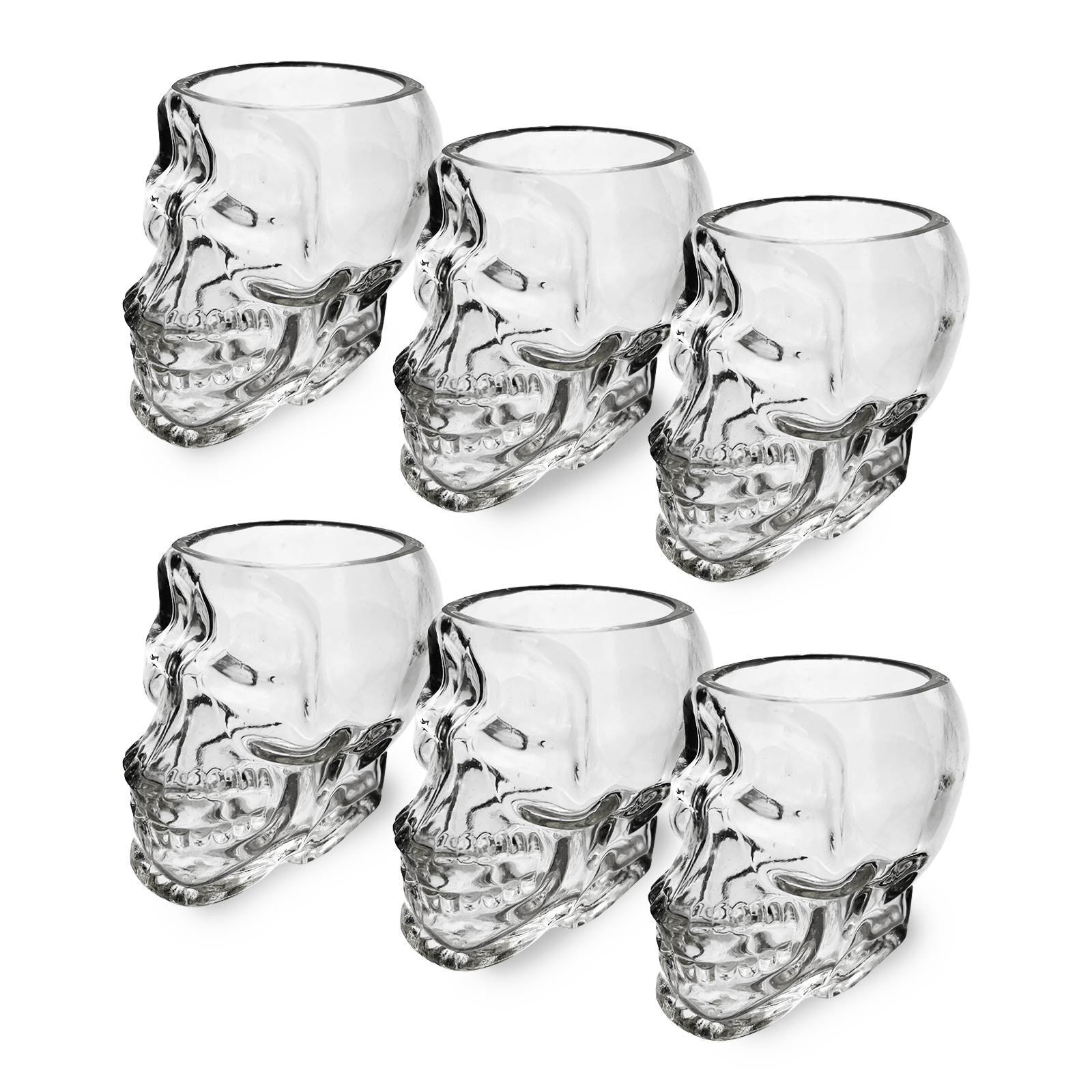 Skull Shot Glasses Set of 6 by The Wine Savant - 3oz Skull Glasses 3