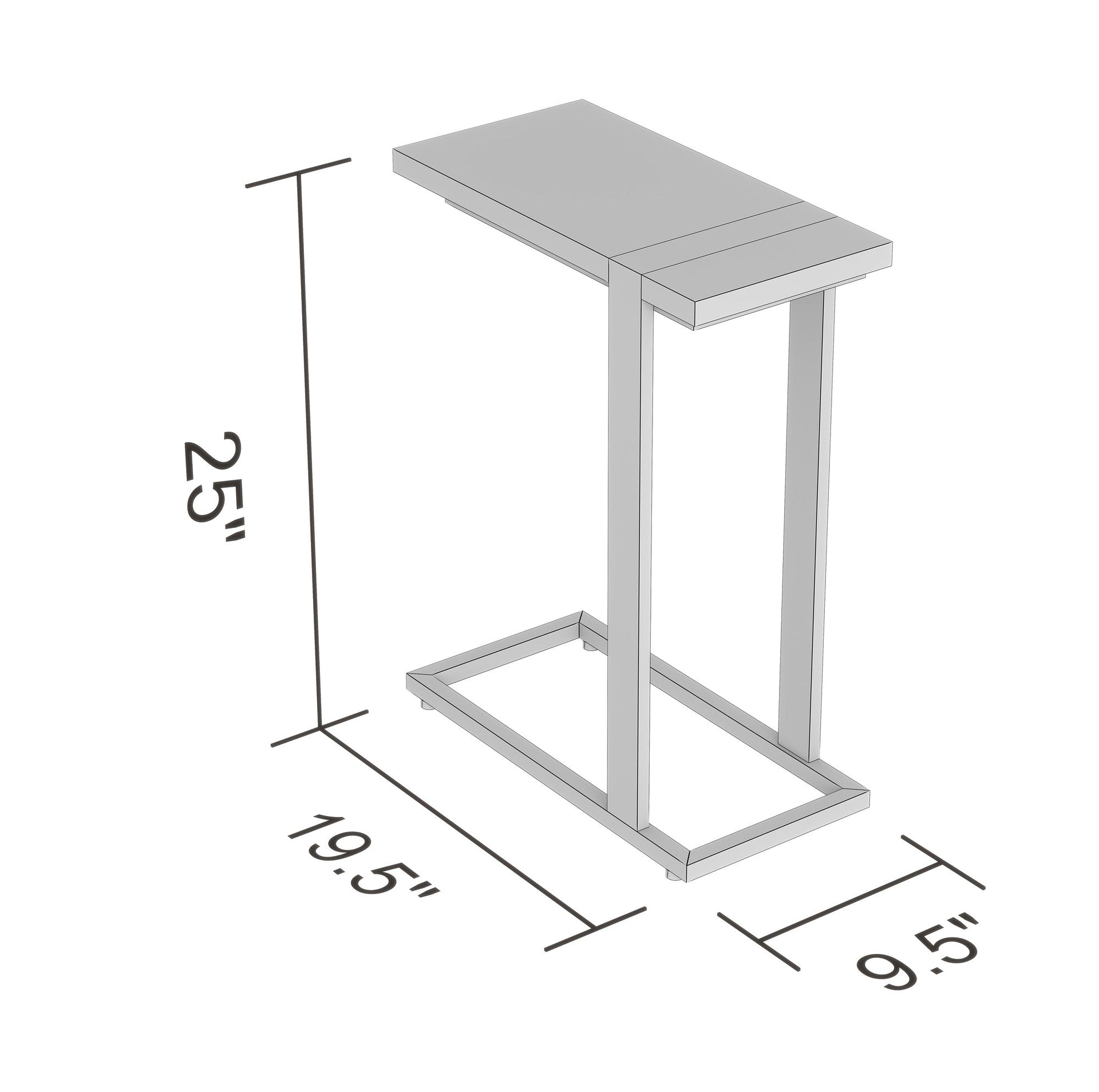 End Accent Table C-Shaped Taupe Black Metal