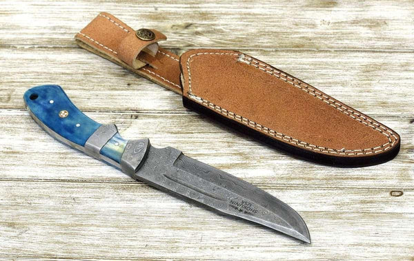 Enforcer Damascus Bowie Knife with Bone Handle - Gifts for You 'n Me