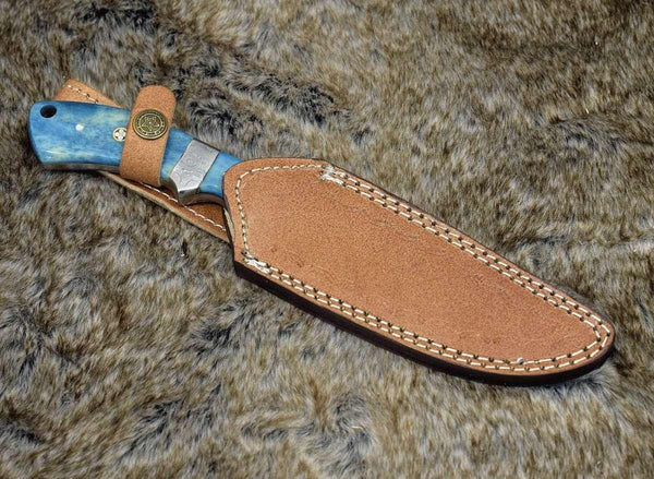 Enforcer Damascus Bowie Knife with Bone Handle - Gifts for You 'n Me
