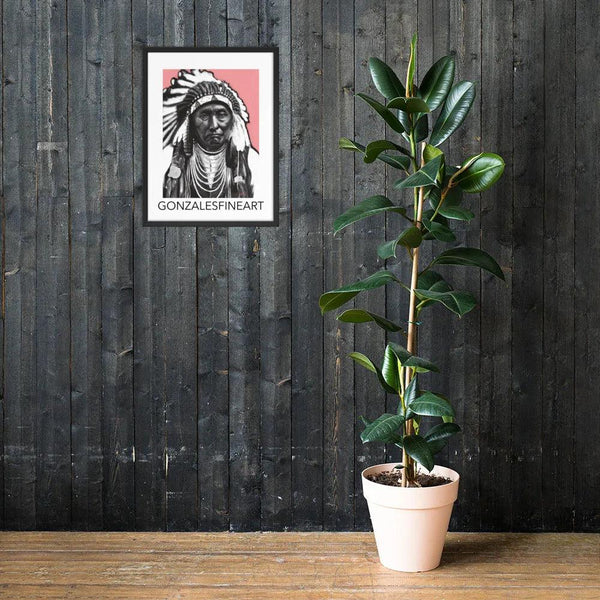 Chief Joseph Black, White and Pink Framed poster - Gifts for You 'n Me