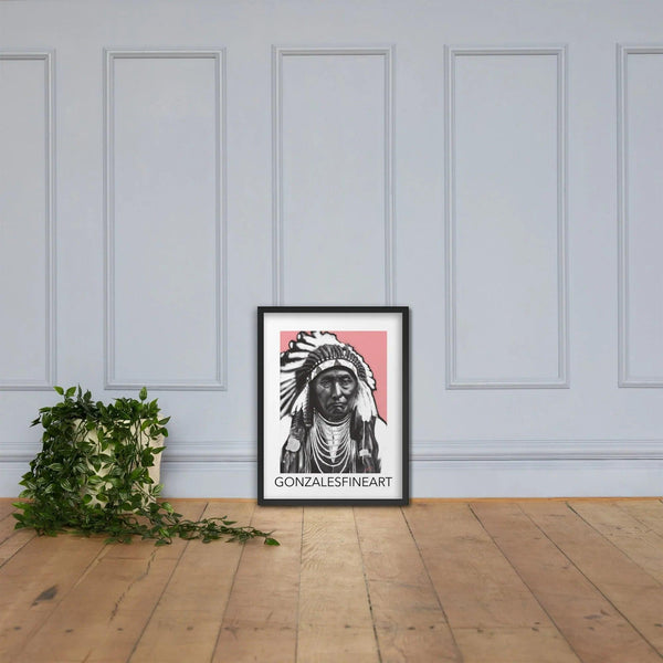Chief Joseph Black, White and Pink Framed poster - Gifts for You 'n Me