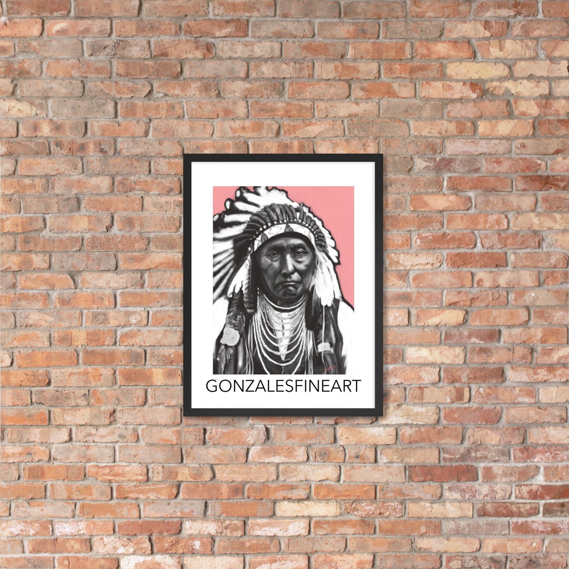 Chief Joseph Black, White and Pink Framed poster