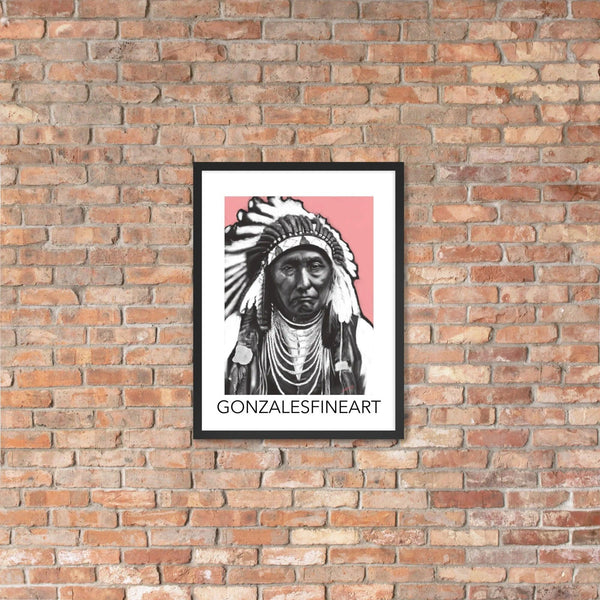 Chief Joseph Black, White and Pink Framed poster - Gifts for You 'n Me