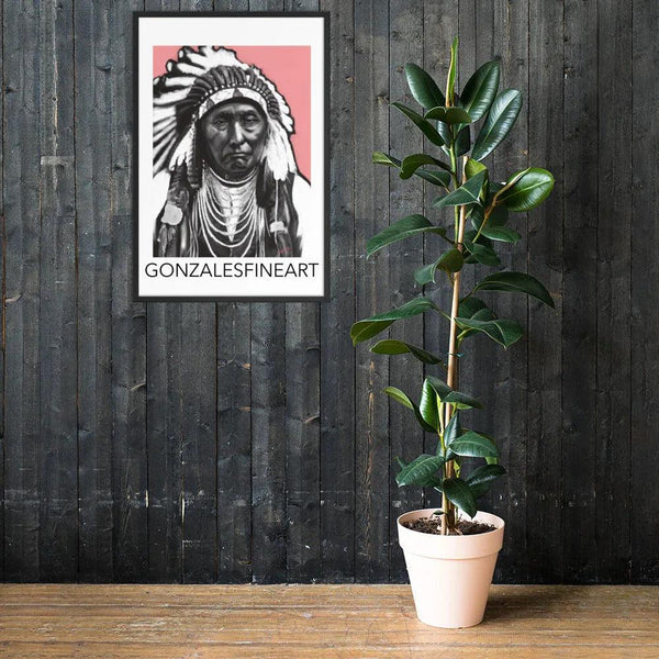 Chief Joseph Black, White and Pink Framed poster - Gifts for You 'n Me