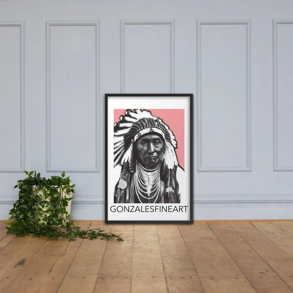 Chief Joseph Black, White and Pink Framed poster - Gifts for You 'n Me