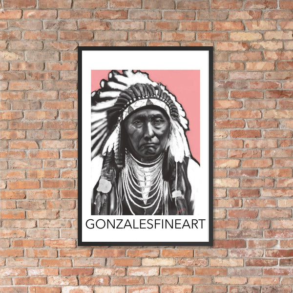 Chief Joseph Black, White and Pink Framed poster - Gifts for You 'n Me