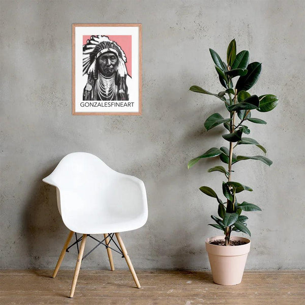 Chief Joseph Black, White and Pink Framed poster - Gifts for You 'n Me