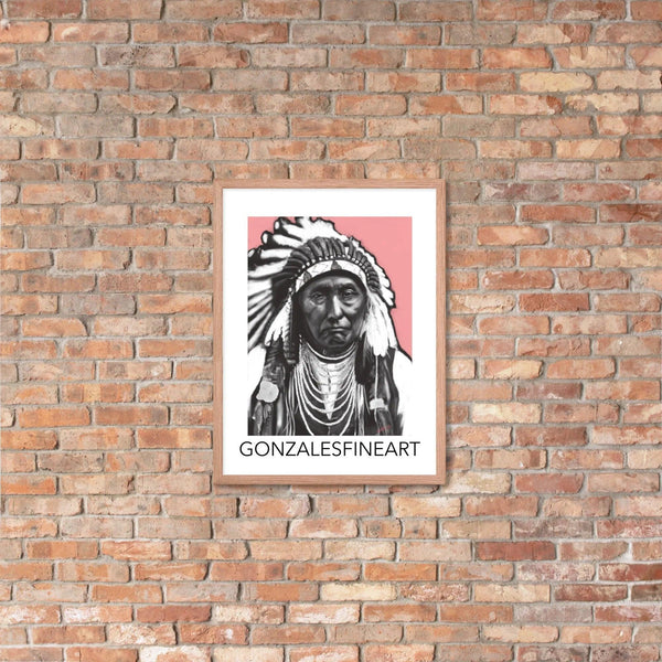 Chief Joseph Black, White and Pink Framed poster - Gifts for You 'n Me