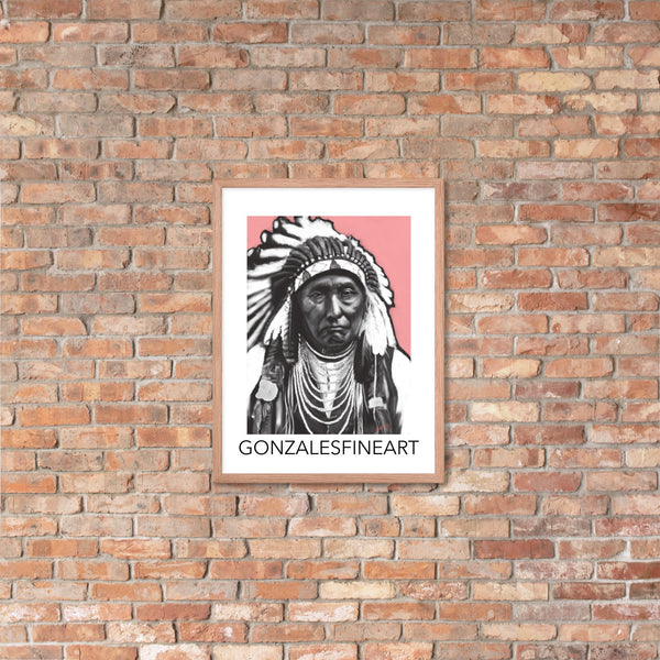 Chief Joseph Black, White and Pink Framed poster