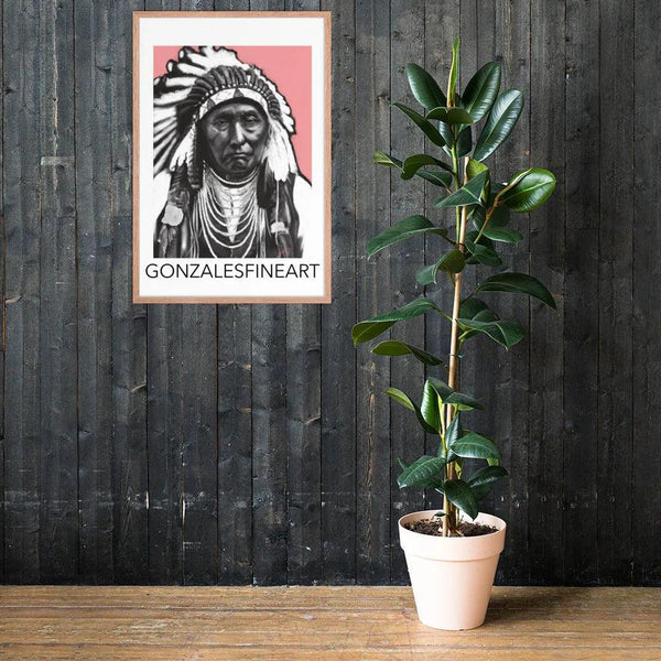 Chief Joseph Black, White and Pink Framed poster - Gifts for You 'n Me