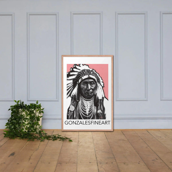 Chief Joseph Black, White and Pink Framed poster - Gifts for You 'n Me