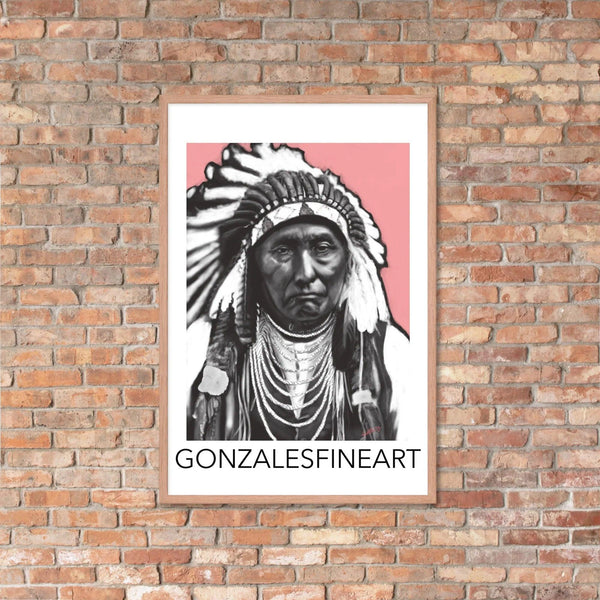 Chief Joseph Black, White and Pink Framed poster - Gifts for You 'n Me