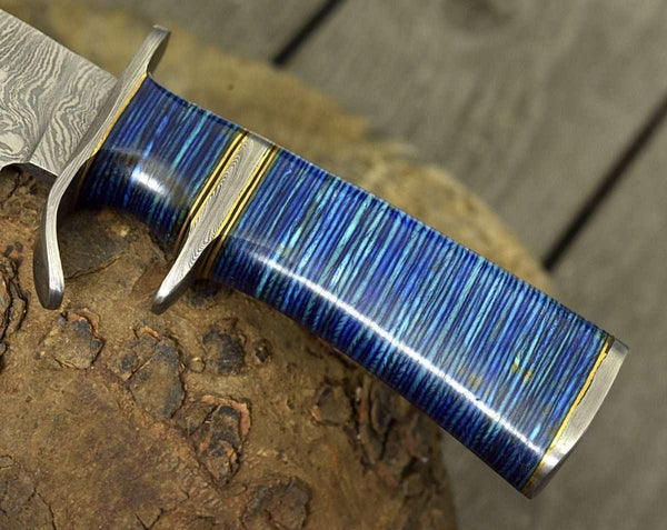 Envoy Damascus Bowie Knife with Micarta Handle - Gifts for You 'n Me