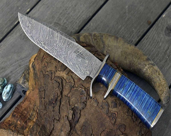 Envoy Damascus Bowie Knife with Micarta Handle - Gifts for You 'n Me
