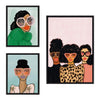 Sylvie Fashion Girl Framed Canvas Set by Kendra Dandy of Bouffants and Broken Hearts - Black / 3 Piece