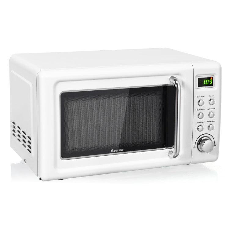700W Retro Countertop Microwave Oven with 5 Micro Power and Auto Cooking Function