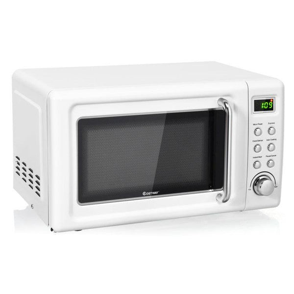 700W Retro Countertop Microwave Oven with 5 Micro Power and Auto Cooking Function