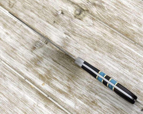 Epicurian Damascus Chef Knife with Exotic Wenge Wood & Turquoise Handle - Gifts for You 'n Me