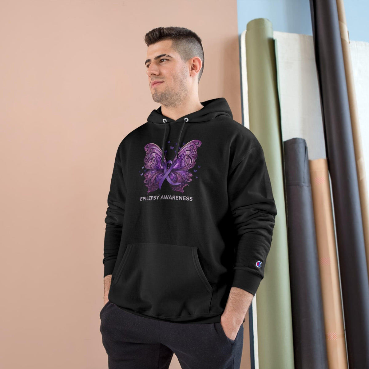 Epilepsy Awareness Butterfly Champion Hoodie – Purple Ribbon Awareness Sweatshirt