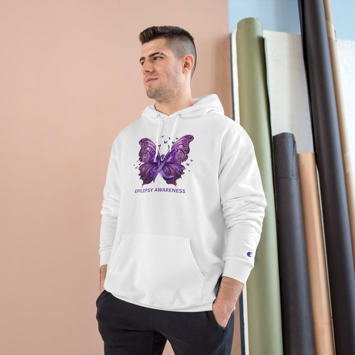 Epilepsy Awareness Butterfly Champion Hoodie – Purple Ribbon Awareness Sweatshirt