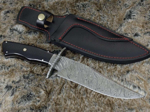 Equinox Damascus Steel Bowie Knife with Micarta Handle - Gifts for You 'n Me