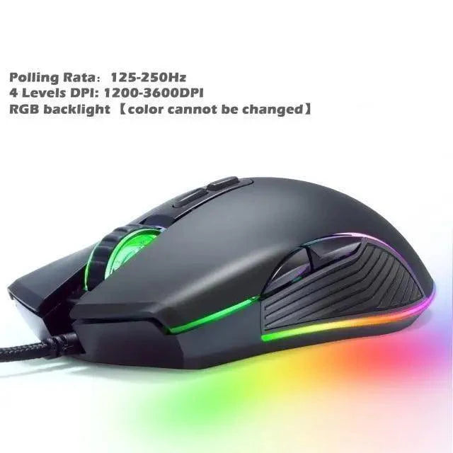 Ergonomic Design Wired RGB Professional Gaming Mouse Optical Gamer Mice Adjustable DPI Mouse With Backlight For Computer