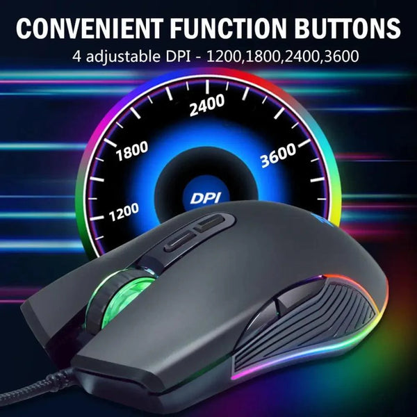 Ergonomic Design Wired RGB Professional Gaming Mouse Optical Gamer Mice Adjustable DPI Mouse With Backlight For Computer