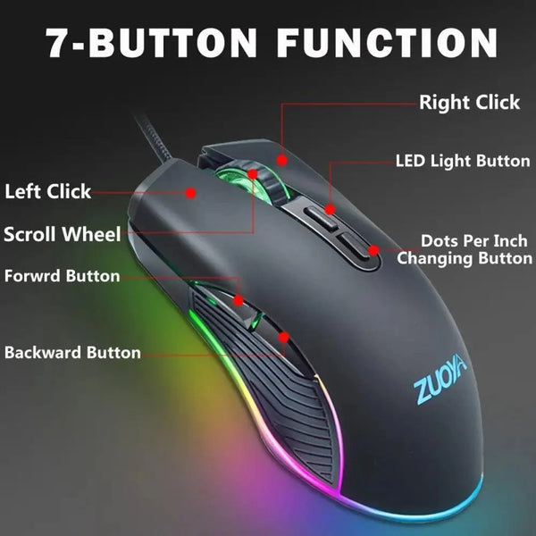 Ergonomic Design Wired RGB Professional Gaming Mouse Optical Gamer Mice Adjustable DPI Mouse With Backlight For Computer