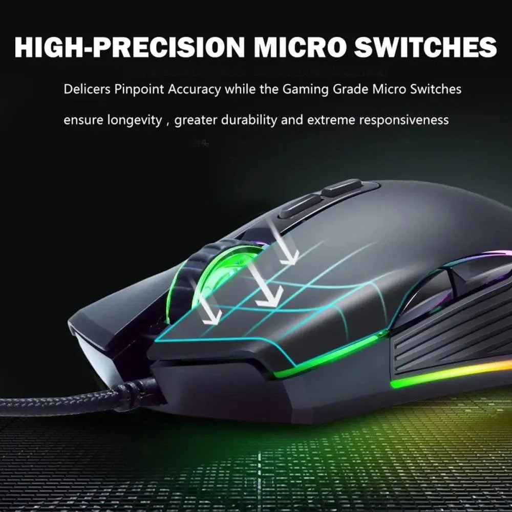 Ergonomic Design Wired RGB Professional Gaming Mouse Optical Gamer Mice Adjustable DPI Mouse With Backlight For Computer