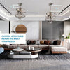52 Inches Ceiling Fan with Wooden Blades and Remote Control-Silver - Silver